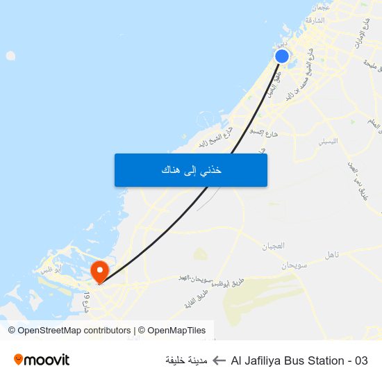Al Jafiliya Bus Station - 03 to مدينة خليفة map