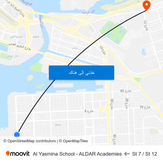 St 7 / St 12 to Al Yasmina School - ALDAR Academies map