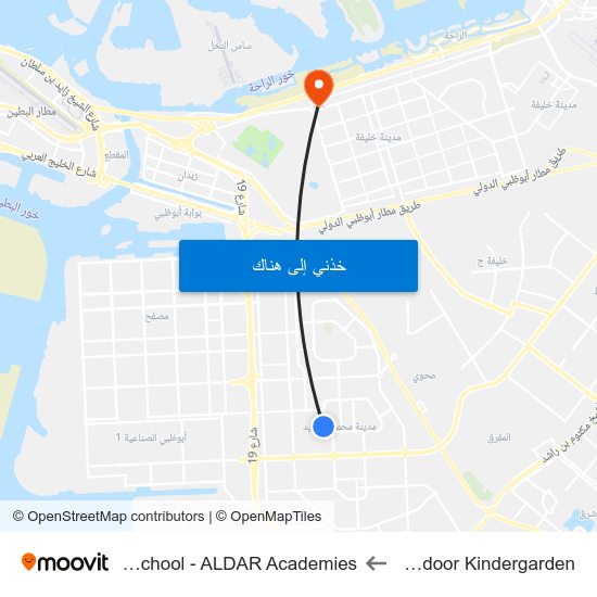 St 22 / Al Bdoor Kindergarden to Al Yasmina School - ALDAR Academies map