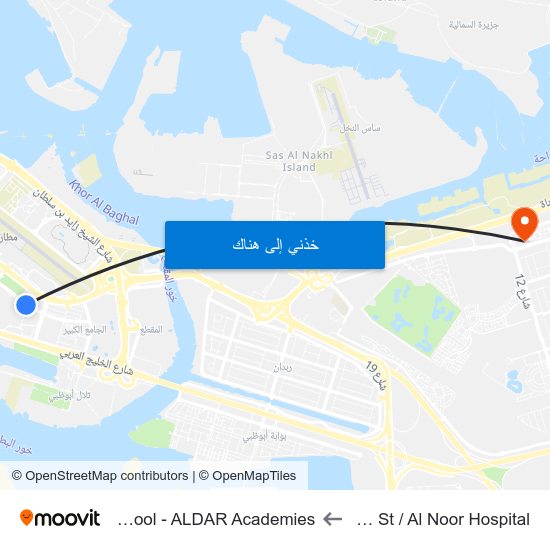 Saif Ghobash St / Al Noor Hospital to Al Yasmina School - ALDAR Academies map