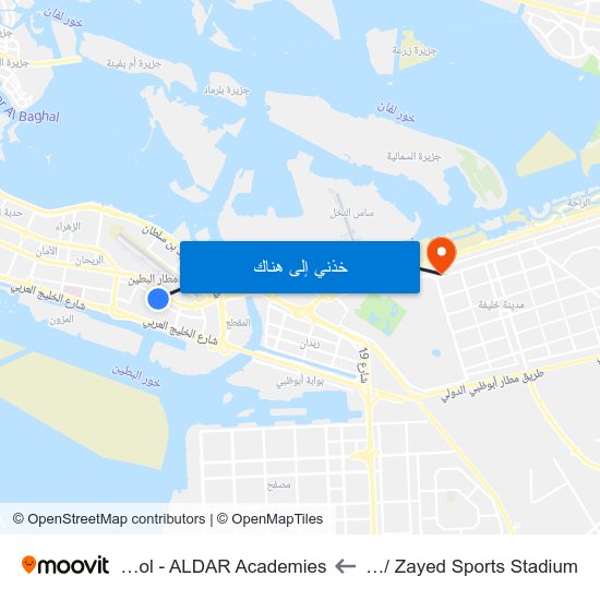 Saif Ghobash St / Zayed Sports Stadium to Al Yasmina School - ALDAR Academies map