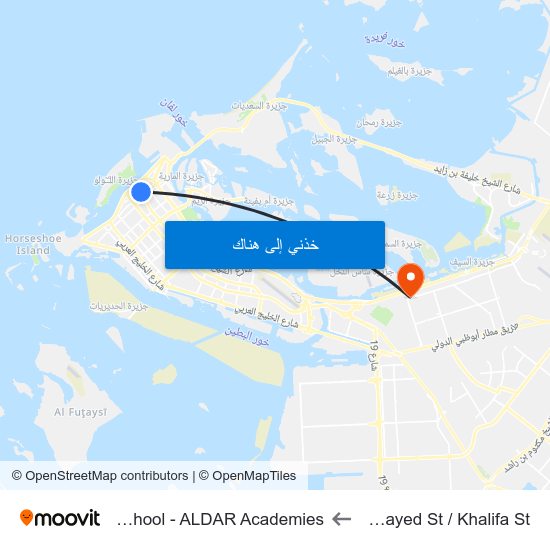 Sultan Bin Zayed St / Khalifa St to Al Yasmina School - ALDAR Academies map