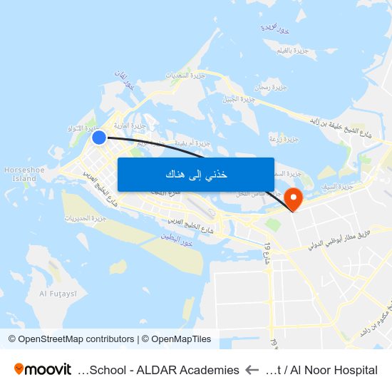 Khalifa St / Al Noor Hospital to Al Yasmina School - ALDAR Academies map