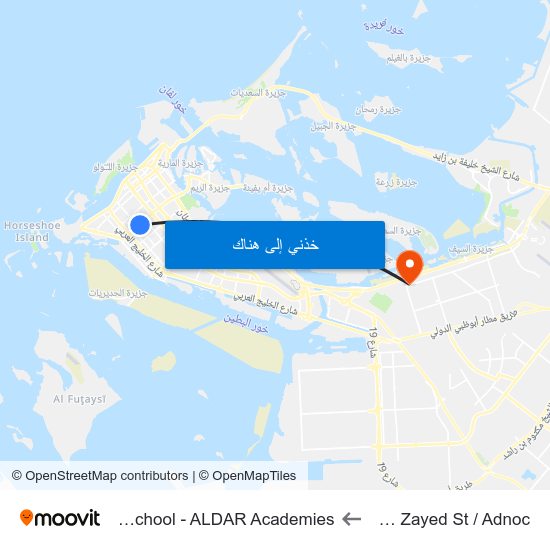 Hazaa Bin Zayed St / Adnoc to Al Yasmina School - ALDAR Academies map