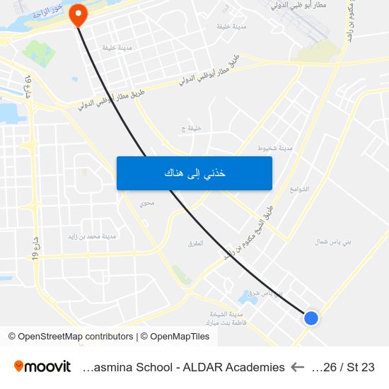 St 26 / St 23 to Al Yasmina School - ALDAR Academies map