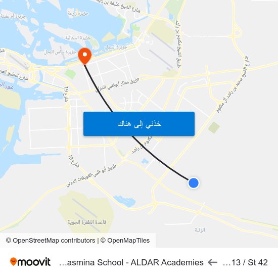 St 13 / St 42 to Al Yasmina School - ALDAR Academies map