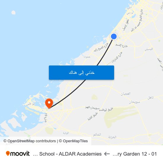 Discovery Garden 12 - 01 to Al Yasmina School - ALDAR Academies map