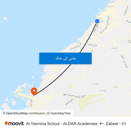 Zabeel - 01 to Al Yasmina School - ALDAR Academies map