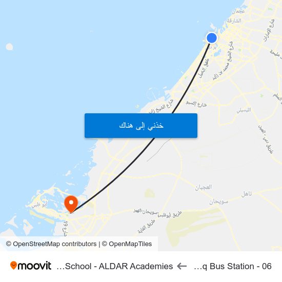 Gold Souq Bus Station - 06 to Al Yasmina School - ALDAR Academies map