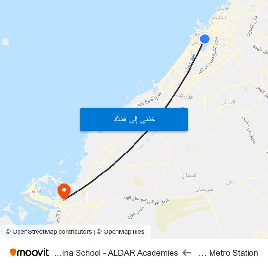 Ggico Metro Station to Al Yasmina School - ALDAR Academies map