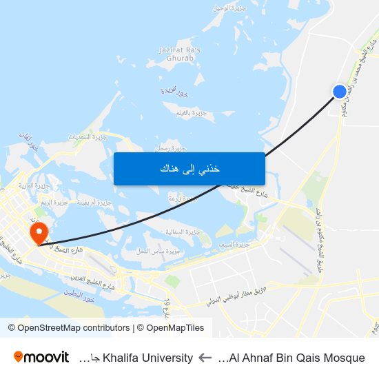 St 21 / Al Ahnaf Bin Qais Mosque to Khalifa University جامعة خليفة map