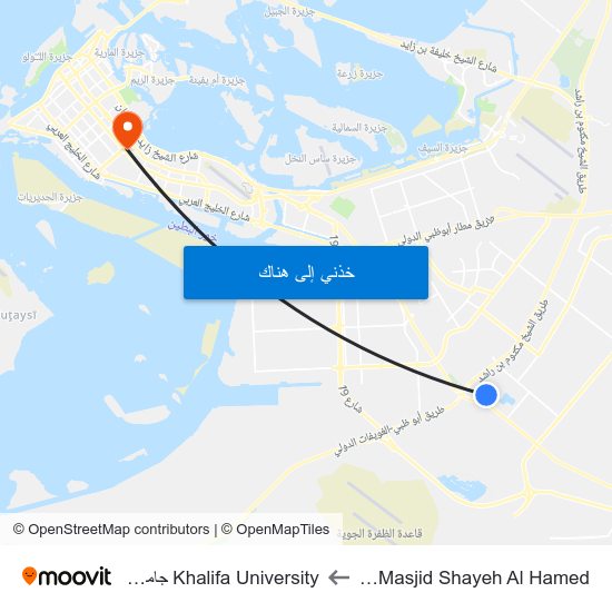 St 6 / Masjid Shayeh Al Hamed to Khalifa University جامعة خليفة map