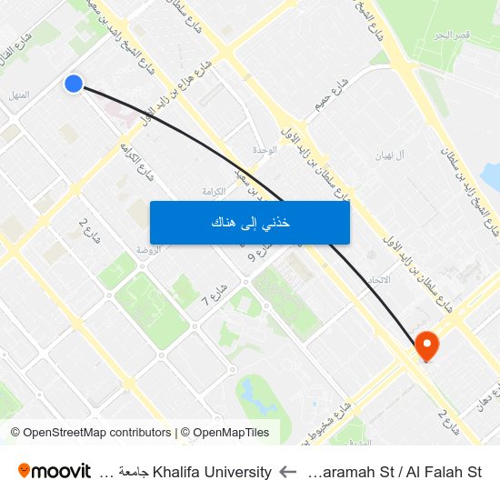 Al Karamah St / Al Falah St to Khalifa University جامعة خليفة map