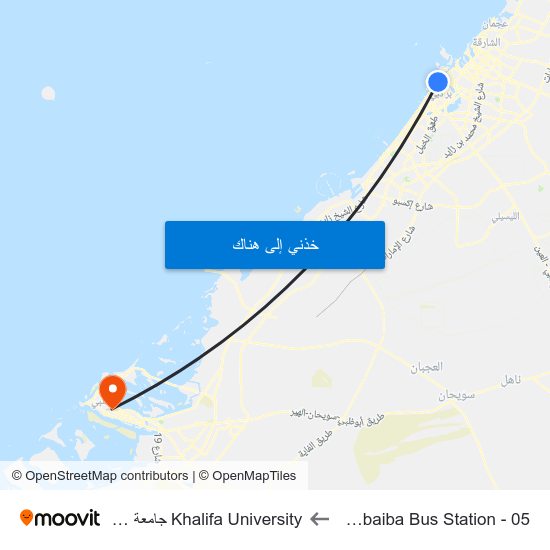 Ghubaiba Bus Station - 05 to Khalifa University جامعة خليفة map