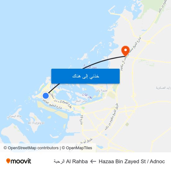 Hazaa Bin Zayed St / Adnoc to Al Rahba الرحبة map