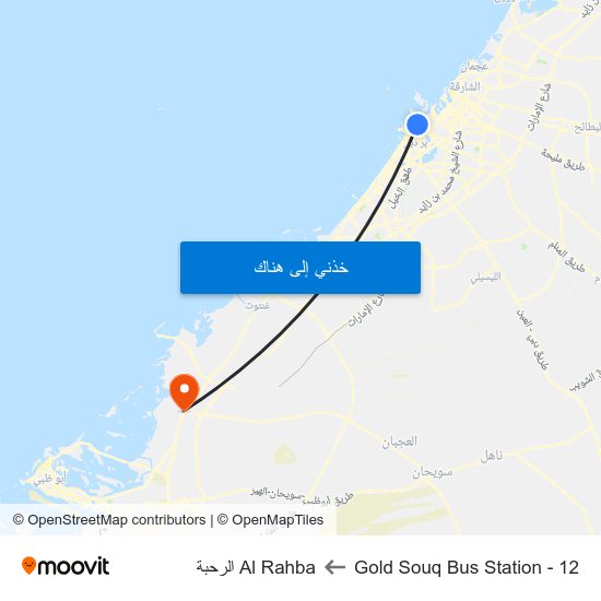 Gold Souq Bus Station - 12 to Al Rahba الرحبة map