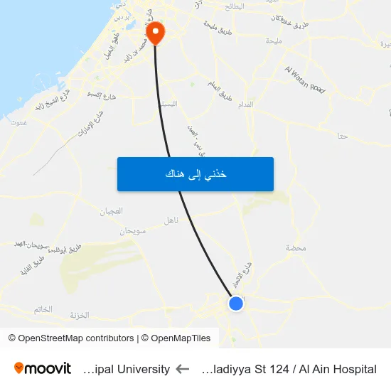 Al Baladiyya St 124 / Al Ain Hospital to Manipal University map