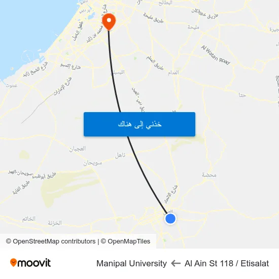Al Ain St 118 / Etisalat to Manipal University map
