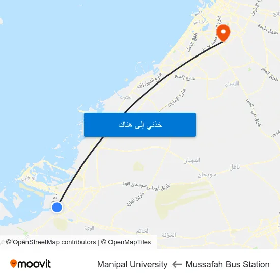 Mussafah Bus Station to Manipal University map