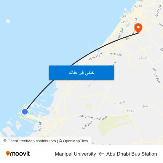 Abu Dhabi Bus Station to Manipal University map