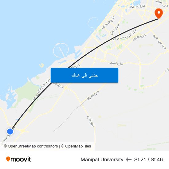 St 21 / St 46 to Manipal University map