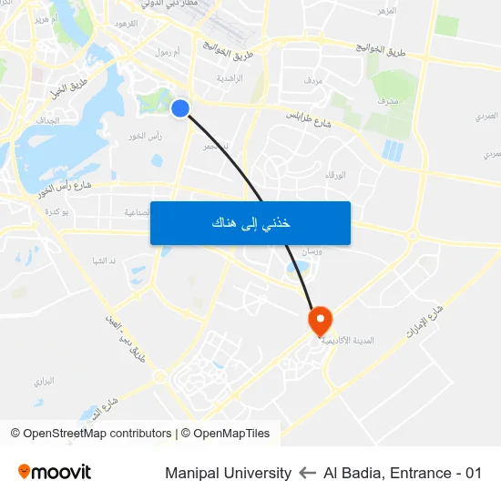 Al Badia, Entrance - 01 to Manipal University map