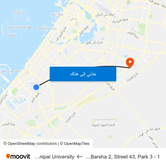 Al Barsha 2, Street 43, Park 3 - 1 to Manipal University map