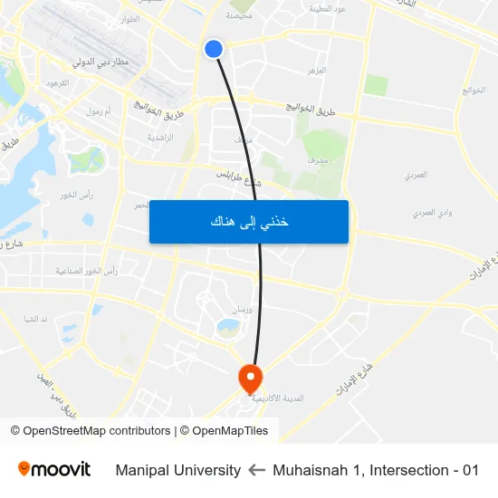 Muhaisnah 1, Intersection - 01 to Manipal University map