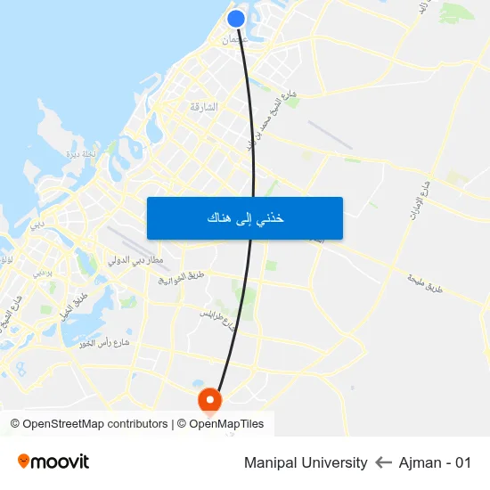 Ajman - 01 to Manipal University map