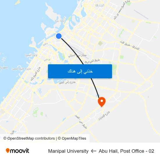 Abu Hail, Post Office - 02 to Manipal University map
