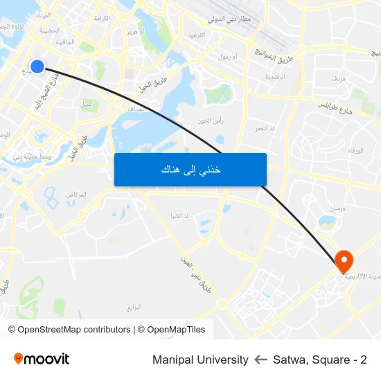 Satwa, Square - 2 to Manipal University map