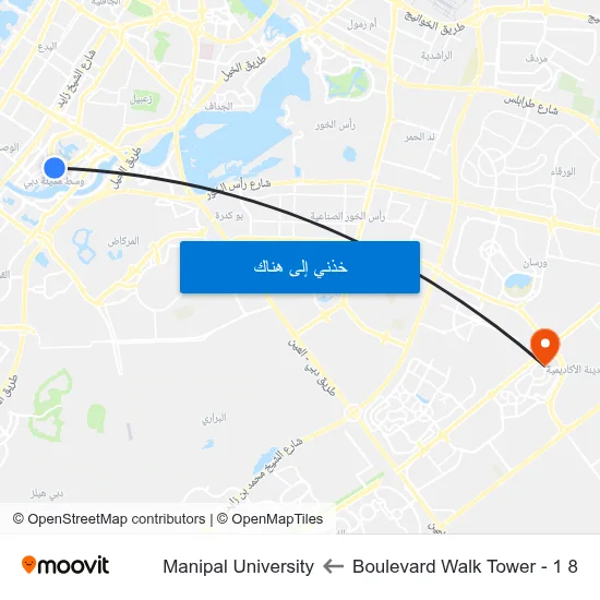 8 Boulevard Walk Tower - 1 to Manipal University map