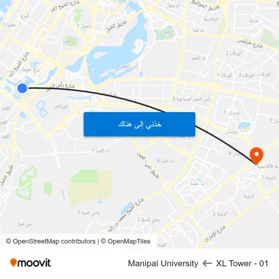 XL Tower - 01 to Manipal University map
