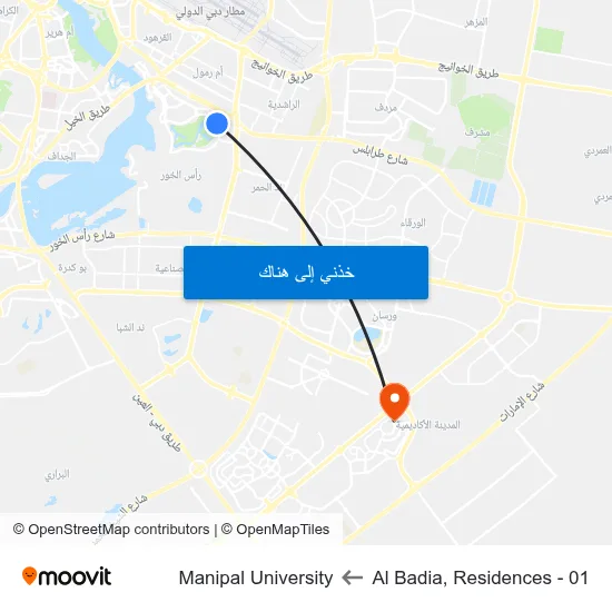 Al Badia, Residences - 01 to Manipal University map