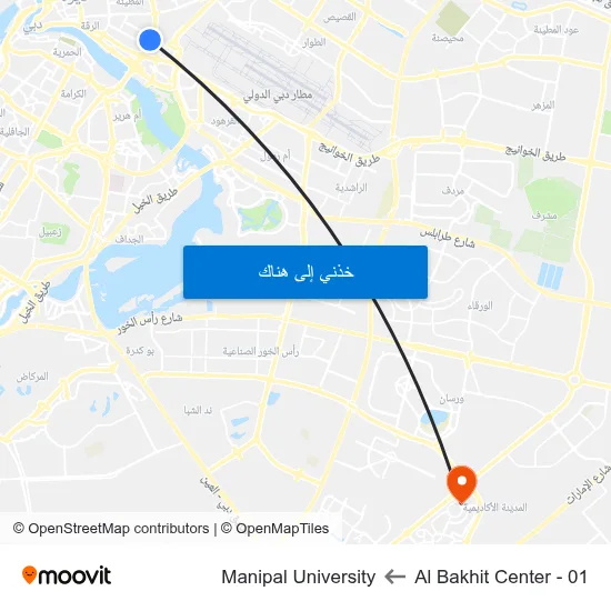 Al Bakhit Center - 01 to Manipal University map