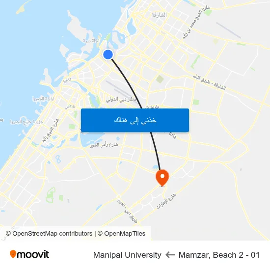 Mamzar, Beach 2 - 01 to Manipal University map