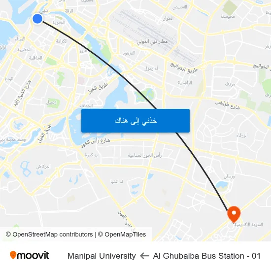 Al Ghubaiba Bus Station - 01 to Manipal University map