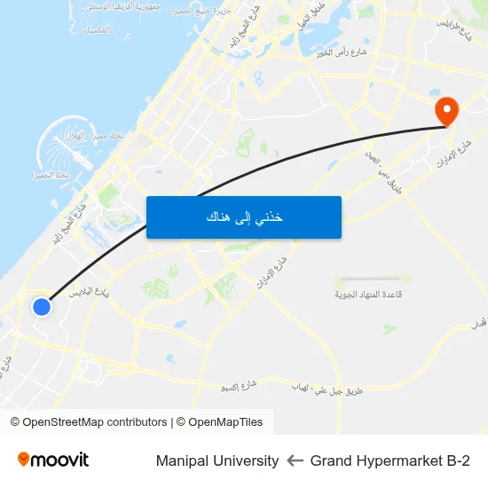 Grand Hypermarket B-2 to Manipal University map