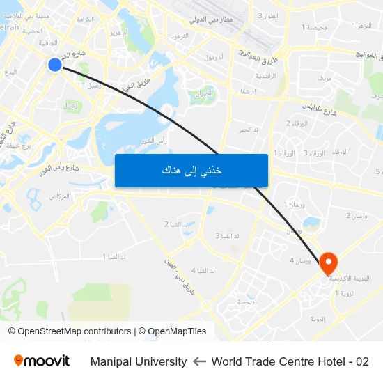 World Trade Centre Hotel - 02 to Manipal University map