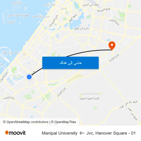 Jvc, Hanover Square - 01 to Manipal University map