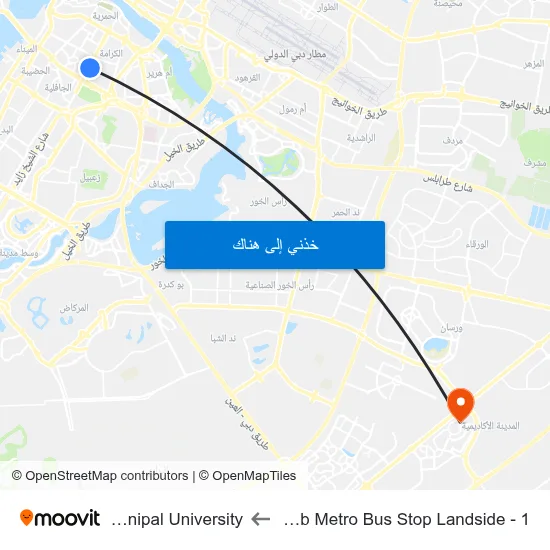 Adcb Metro Bus Stop Landside - 1 to Manipal University map