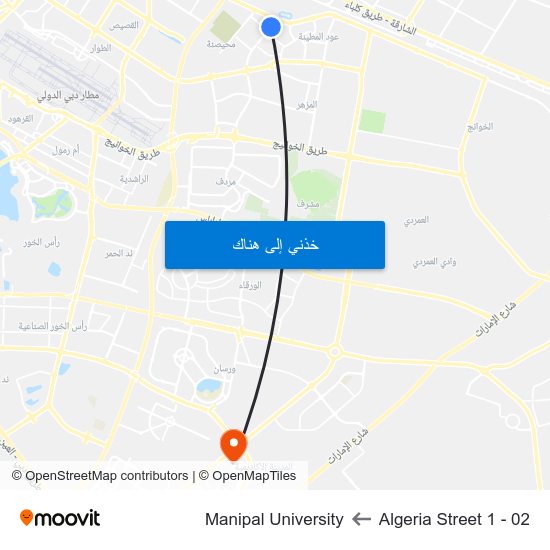 Algeria Street 1 - 02 to Manipal University map