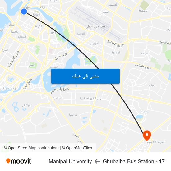 Ghubaiba Bus Station - 17 to Manipal University map