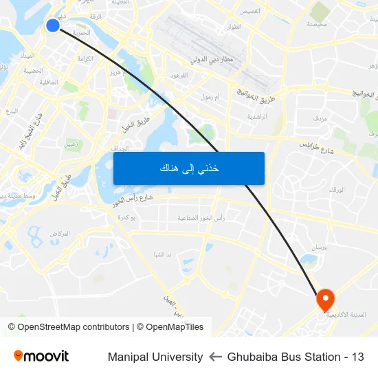 Ghubaiba Bus Station - 13 to Manipal University map