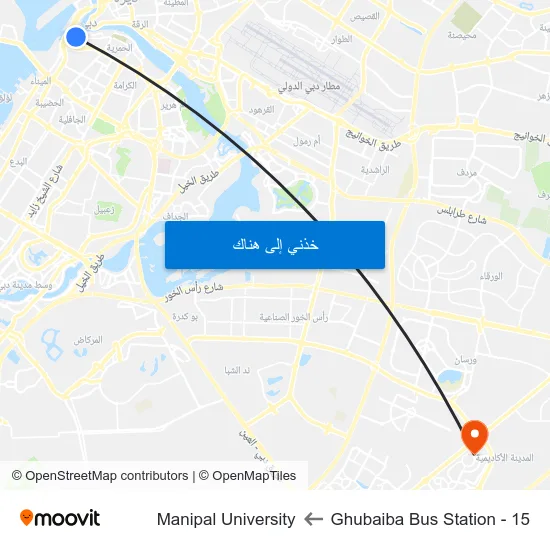 Ghubaiba Bus Station - 15 to Manipal University map