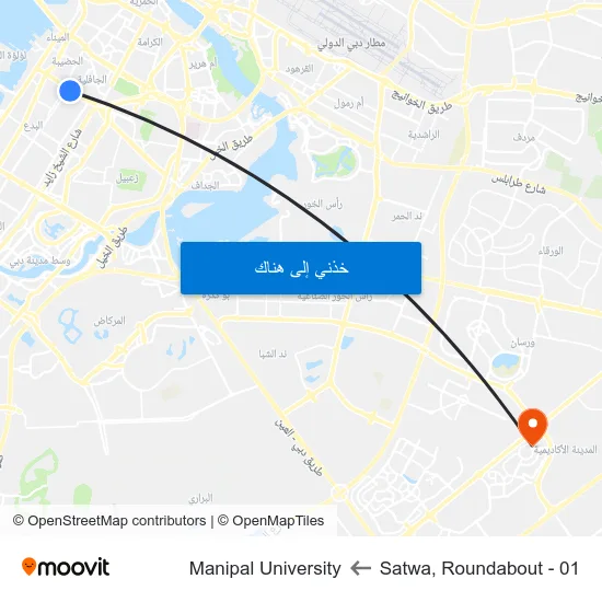 Satwa, Roundabout - 01 to Manipal University map