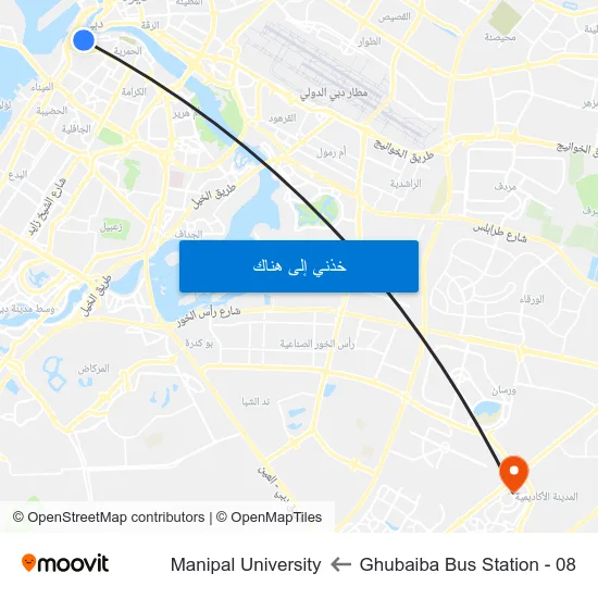 Ghubaiba Bus Station - 08 to Manipal University map