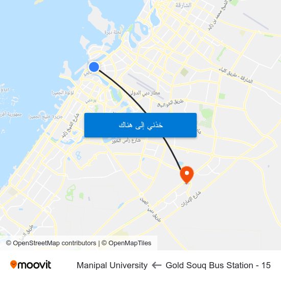 Gold Souq Bus Station - 15 to Manipal University map