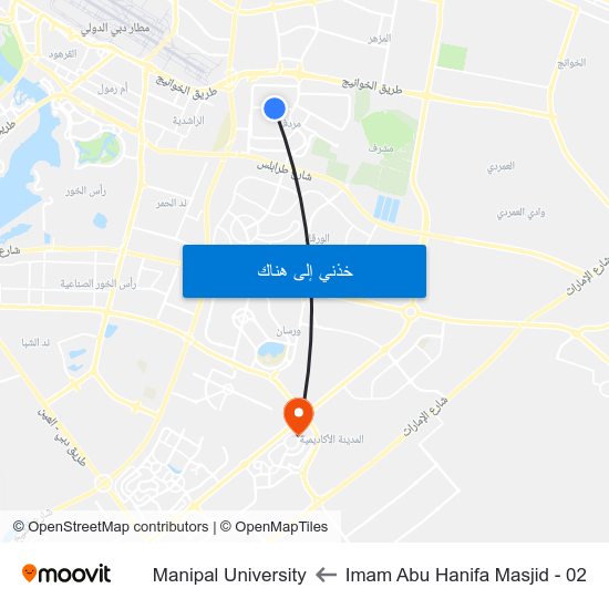 Imam Abu Hanifa Masjid - 02 to Manipal University map