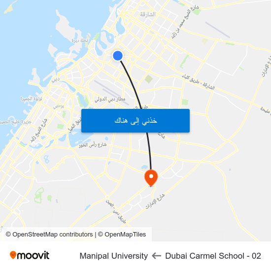 Dubai Carmel School - 02 to Manipal University map